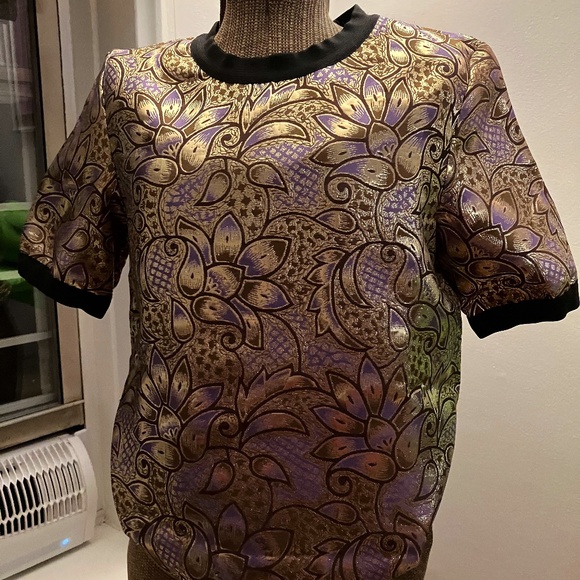Marni @ HM Gold Jacquard Short Sleeved Shirt - Picture 1 of 4